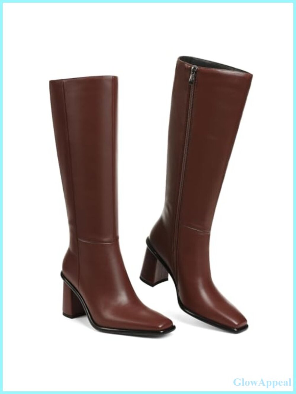 Wide Calf Knee High Boots Chunky Block Heel Tall Faux Leather